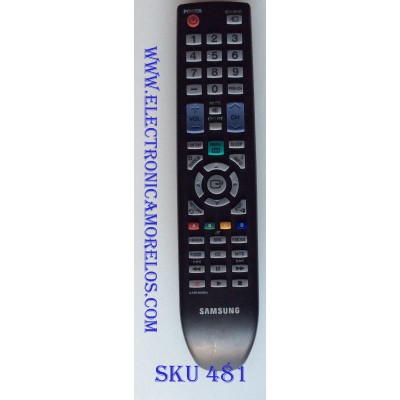 CONTROL REMOTO PARA TV / SAMSUNG AA59-00481A / SUSTITUTA OARC04G / MODELOS LN26D450 / LN32D430 / LN32D450 / LN32D550 / LN37D550 / LN40D550 / LN46D550K1FXZX SQ04 / LN46D550K1FXZX HJ01 / LN46D550K1FXZX HK05 / LN46D550K1FXZX SQ02 / LN46D550K1FXZX HJ03